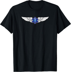 EMS Pilot Wings - Medevac and Air Ambulance - EMT Rescue T-Shirt - T-Shirt | Black