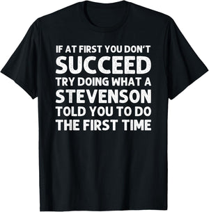 STEVENSON Funny Surname Family Tree Birthday Reunion Idea T-Shirt - T-Shirt | Black