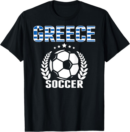 Greece Soccer Fans Jersey - Proud Greek Football Lovers T-Shirt - T-Shirt | Black