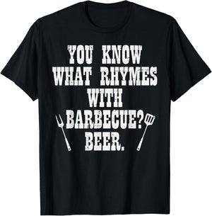 What Rhymes With Barbecue Funny Bbq Grillin Grilling Dad Men T-Shirt - T-Shirt | Black