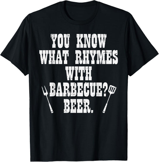 What Rhymes With Barbecue Funny Bbq Grillin Grilling Dad Men T-Shirt - T-Shirt | Black