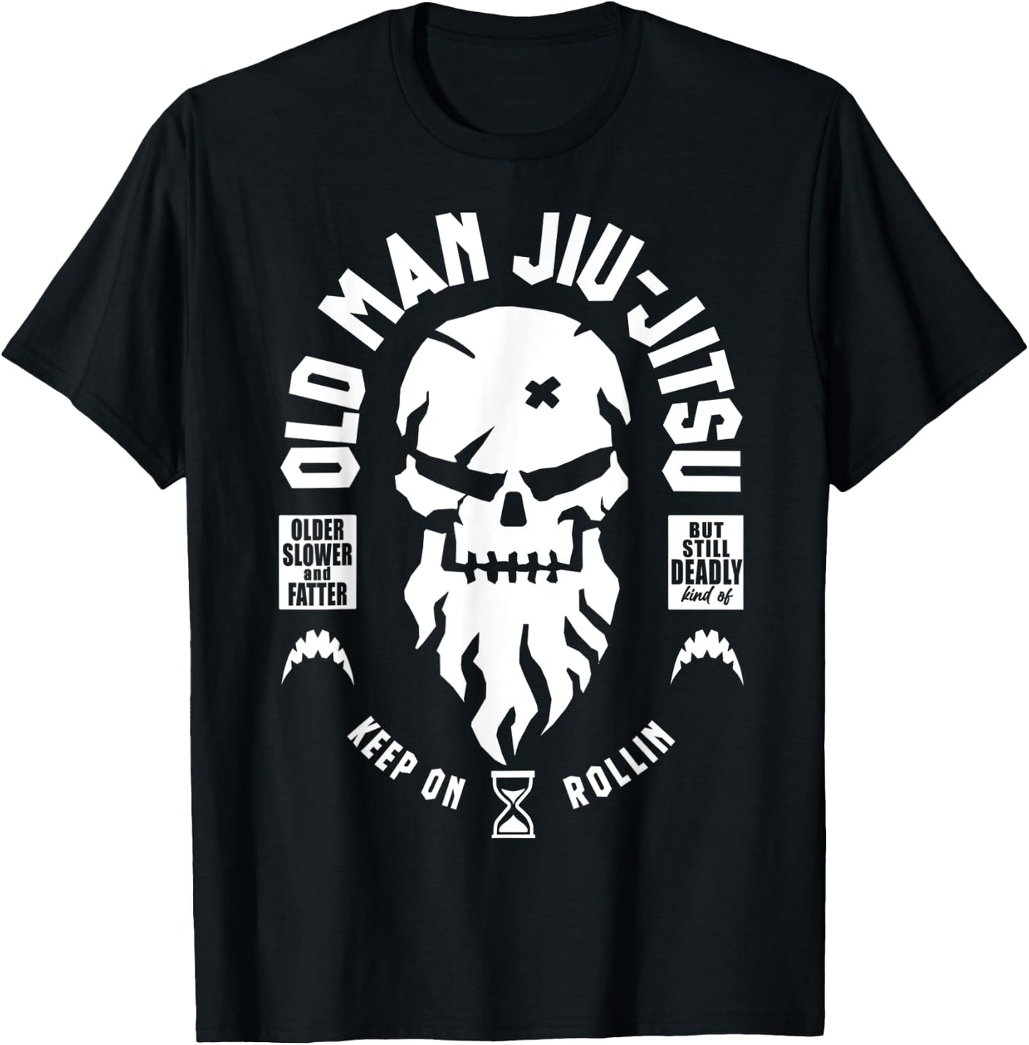 Vintage Old Man Jiu-Jitsu But Still Deadly Keep On Rollin T-Shirt - T-Shirt | Black