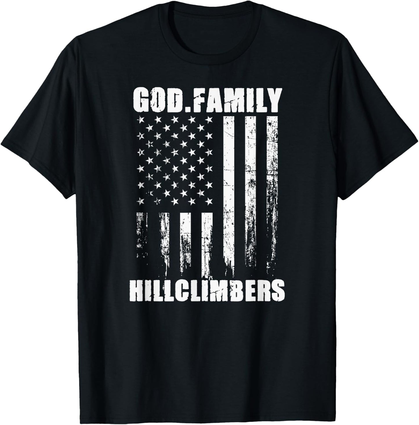 Urbana Hillclimbers God. Family. Vintage USA Flag T-Shirt - T-Shirt | Black