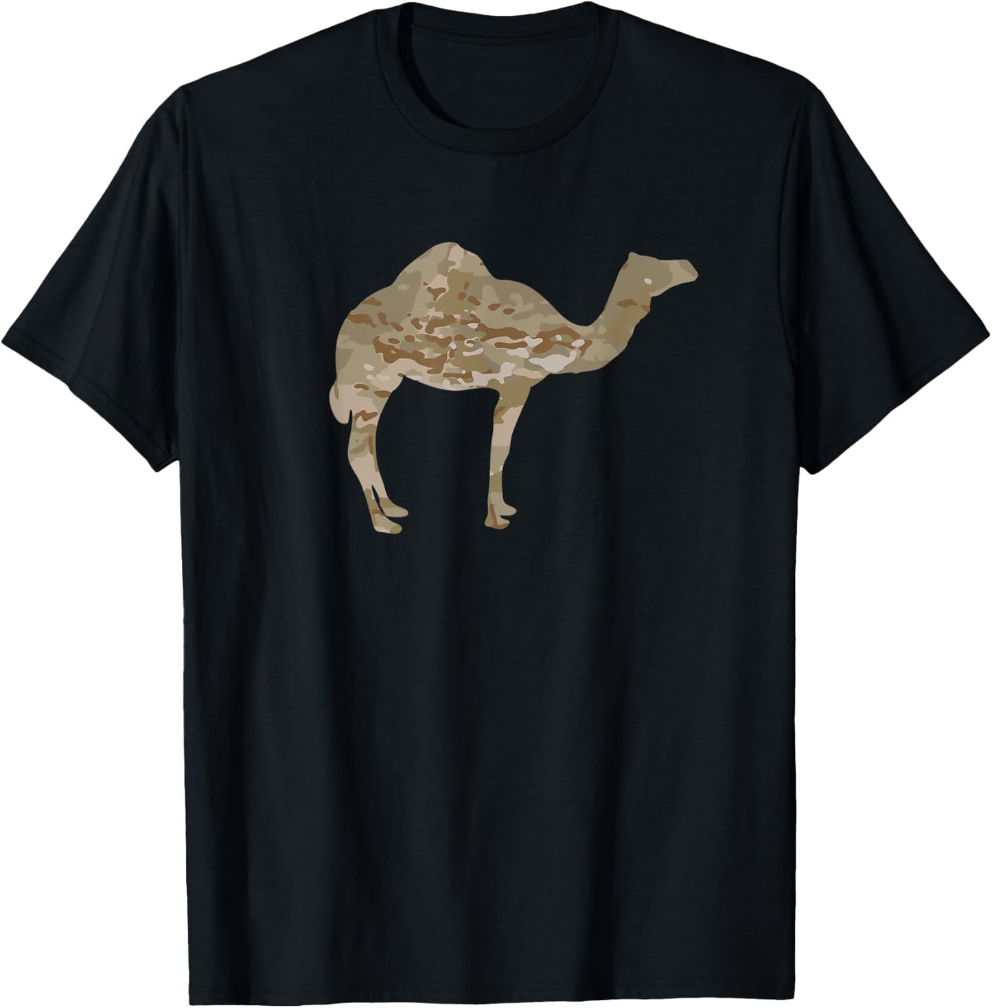 Desert Camo One-Hump Camel Lover Gift Military Camouflage T-Shirt - T-Shirt | Black
