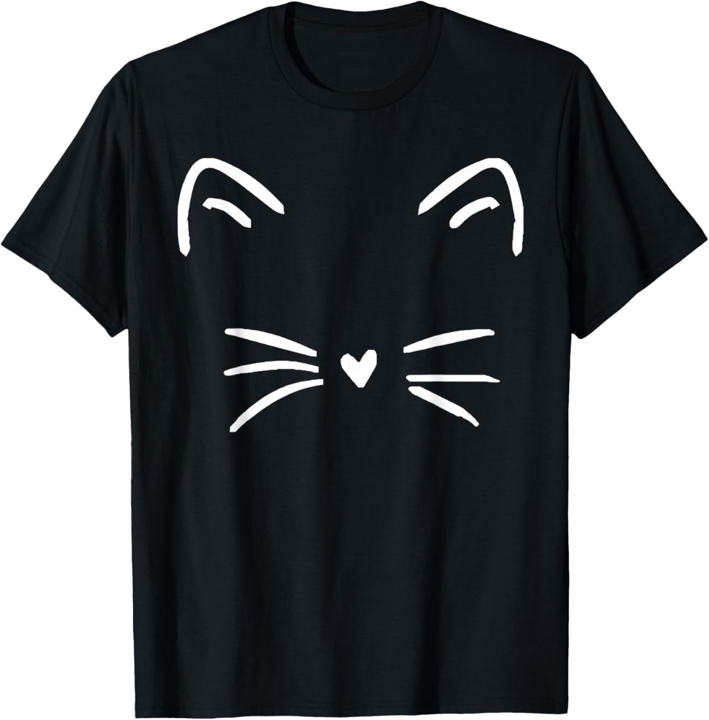 Funny Cute Cat Face Heart Nose Cat Lover T-Shirt - T-Shirt | Black