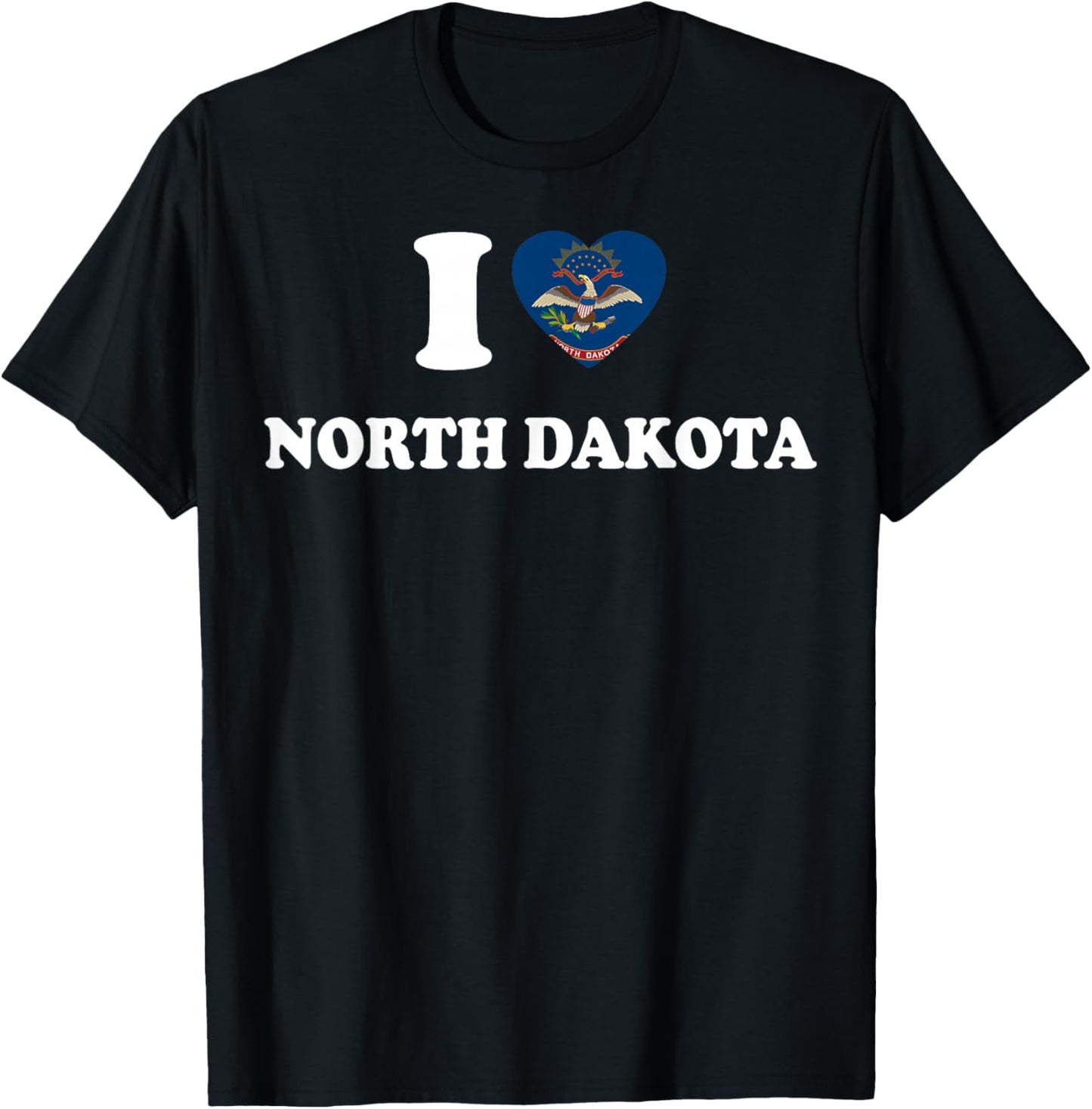 I Love North Dakota Shirt I Heart North Dakota Flag T-Shirt - T-Shirt | Black