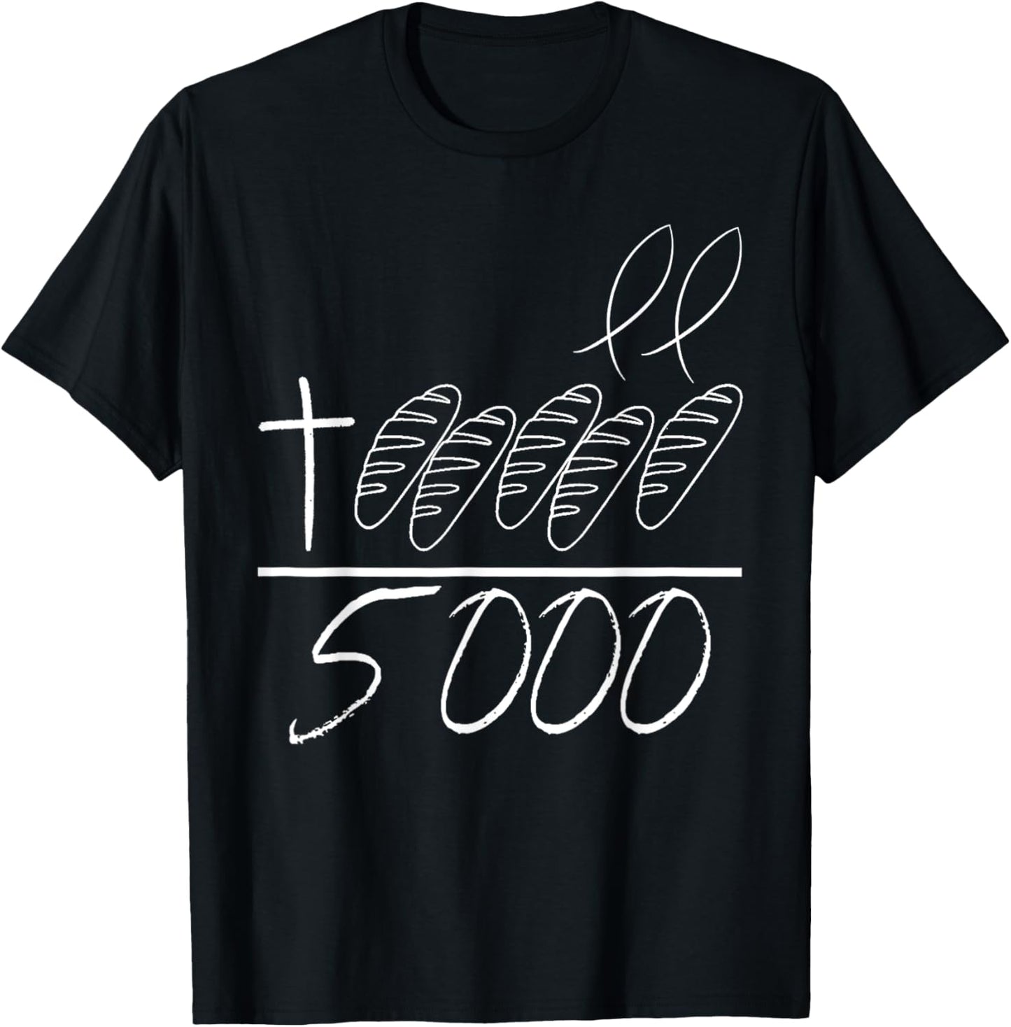 Jesus 2 Fishes 5 Breads 5000 Chosen Against The Current T-Shirt - T-Shirt | Black
