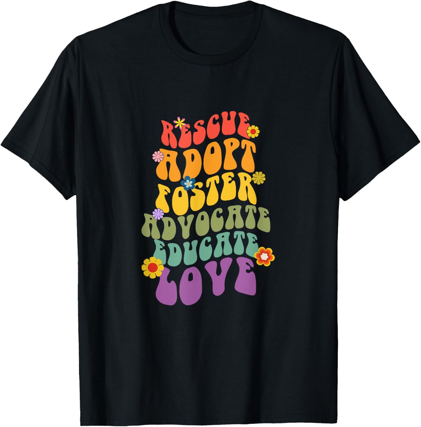 Rescue Adopt Foster Advocate Groovy Dog Mom Rescue Adoption Women T-Shirt - T-Shirt | Black