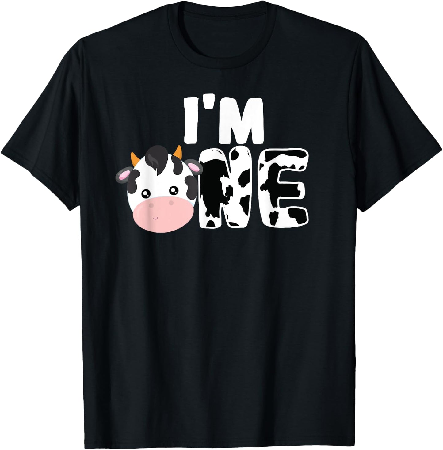 I'm One Age 1 Cow Farm Theme Birthday Gift 1 Yrs Old Shirt T-Shirt - T-Shirt | Black