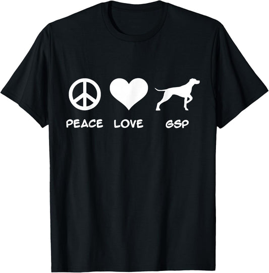 Peace, Love, German Shorthaired Pointer T-Shirt - T-Shirt | Black