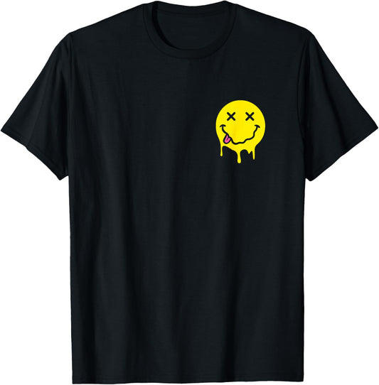 Melting Yellow Smile Funny Smiling Melted Dripping Face Cute T-Shirt - T-Shirt | Black