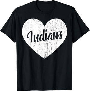 Indians School Sports Fan Team Spirit Mascot Heart Gift T-Shirt - T-Shirt | Black