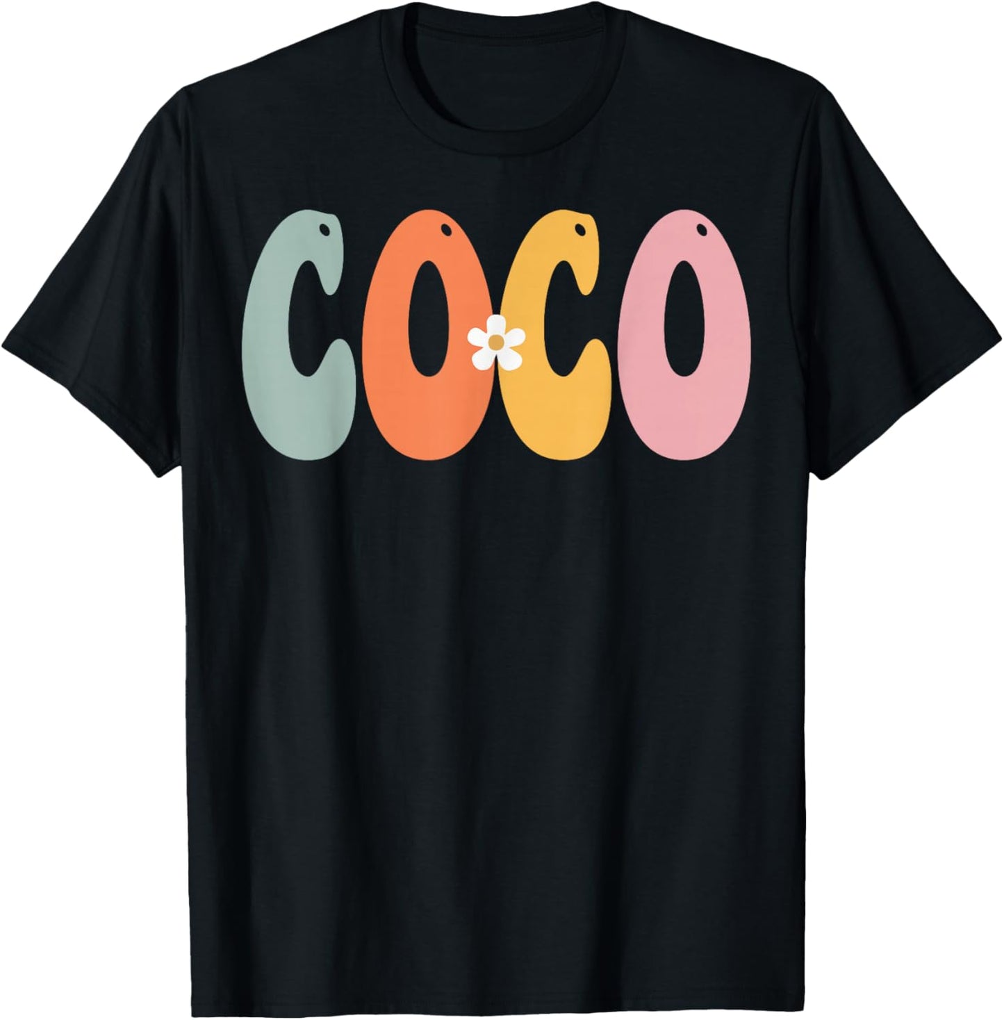 COCO Retro Groovy Print Mom Cute Mother's Day Funny Grandma T-Shirt - T-Shirt | Black