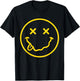 70s Yellow Smile Face Shirt Cute Happy X Eyes Smiling Face T-Shirt - T-Shirt | Black