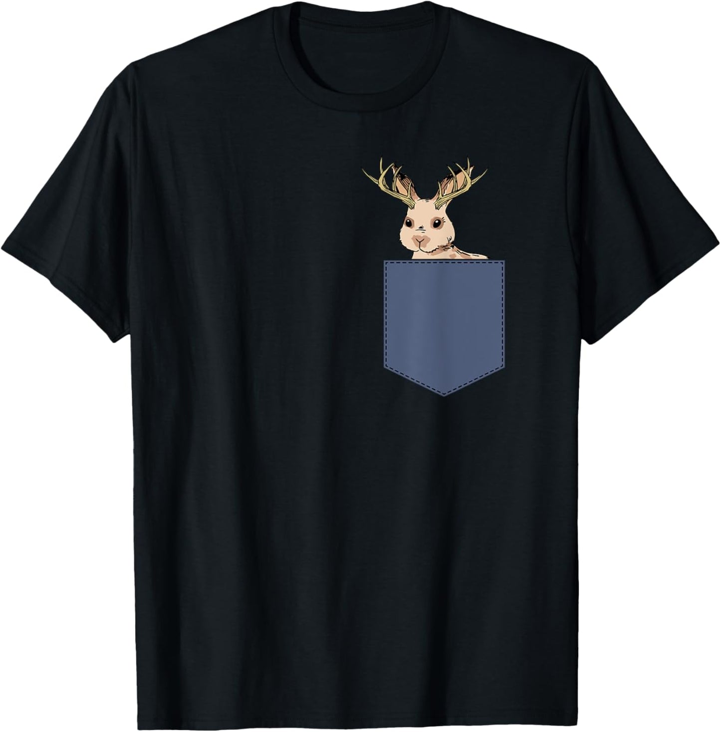 Jackrabbit Pocket Rabbit Cryptid Mythical Animal Jackalope T-Shirt - T-Shirt | Black