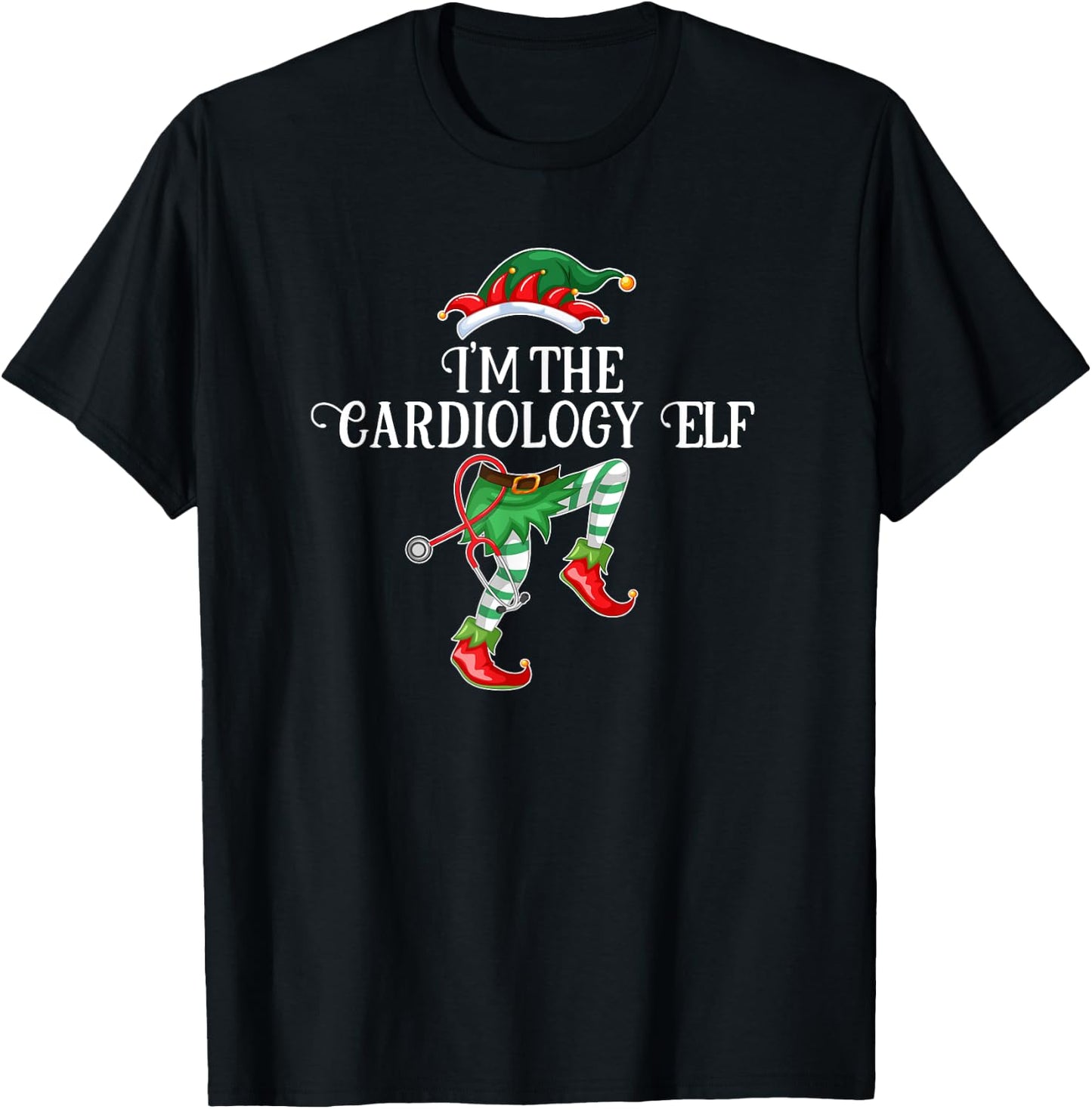 Im the Cardiology Elf Christmas Matching Medical Staff Gift T-Shirt - T-Shirt | Black