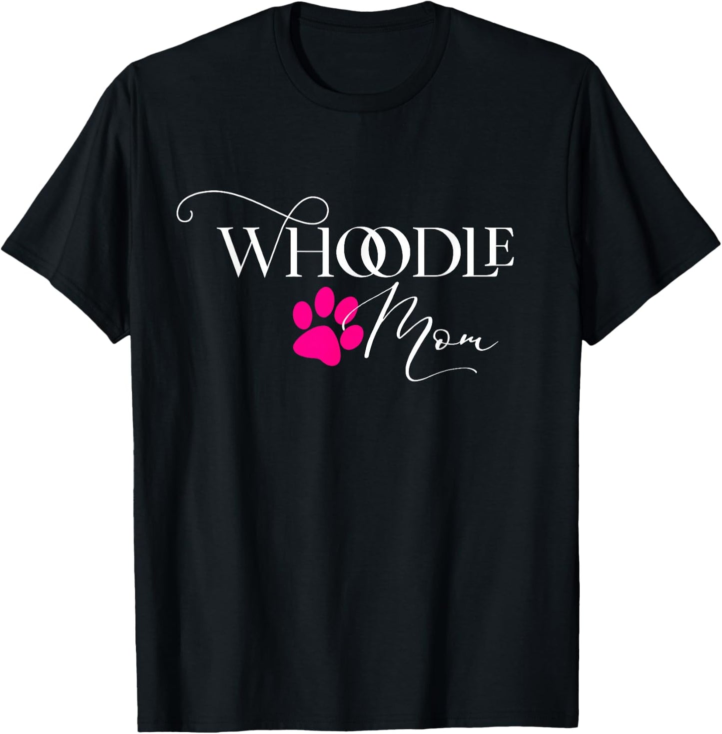 Whoodle Mom Pink Dog Paw Gift T-Shirt - T-Shirt | Black