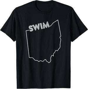 State of Ohio Outline with Swim Text ABN579b T-Shirt - T-Shirt | Black
