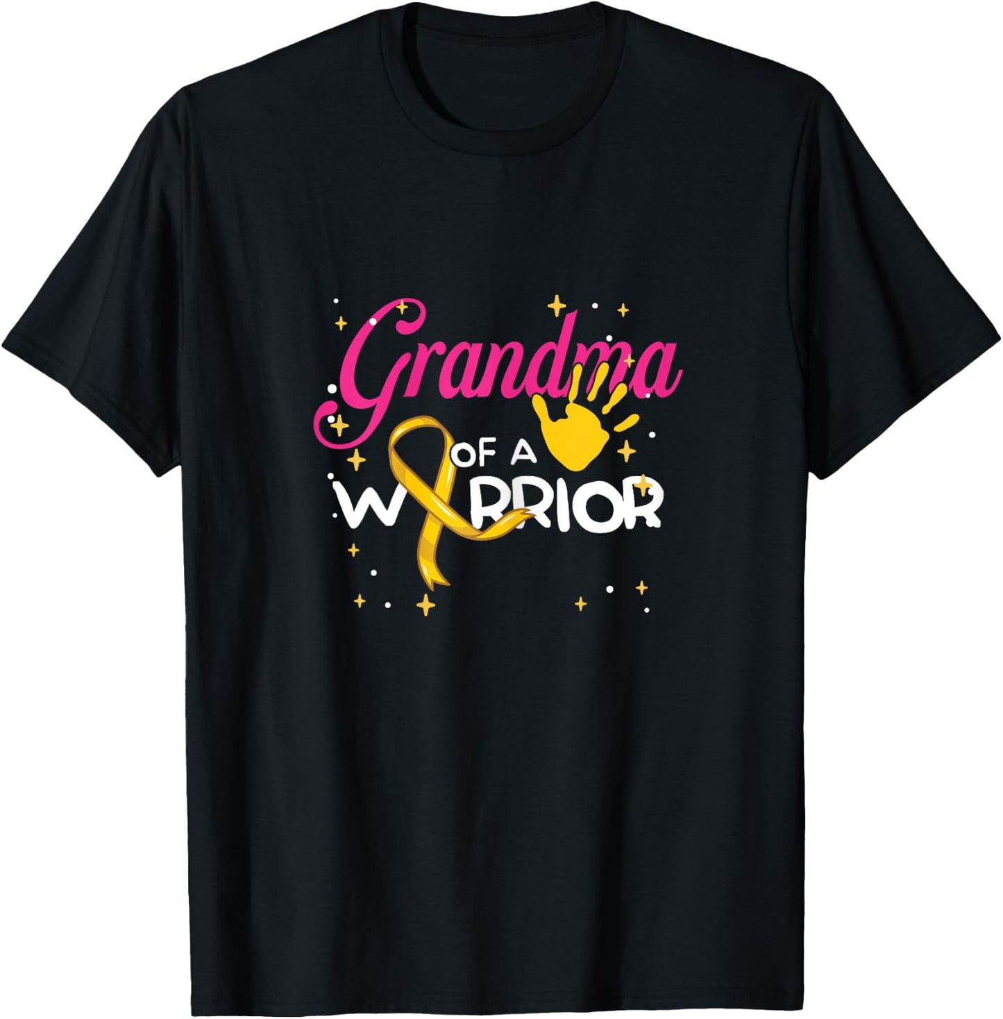 Grandma Of A Warrior | Yellow Ribbon | Childhood Cancer T-Shirt - T-Shirt | Black