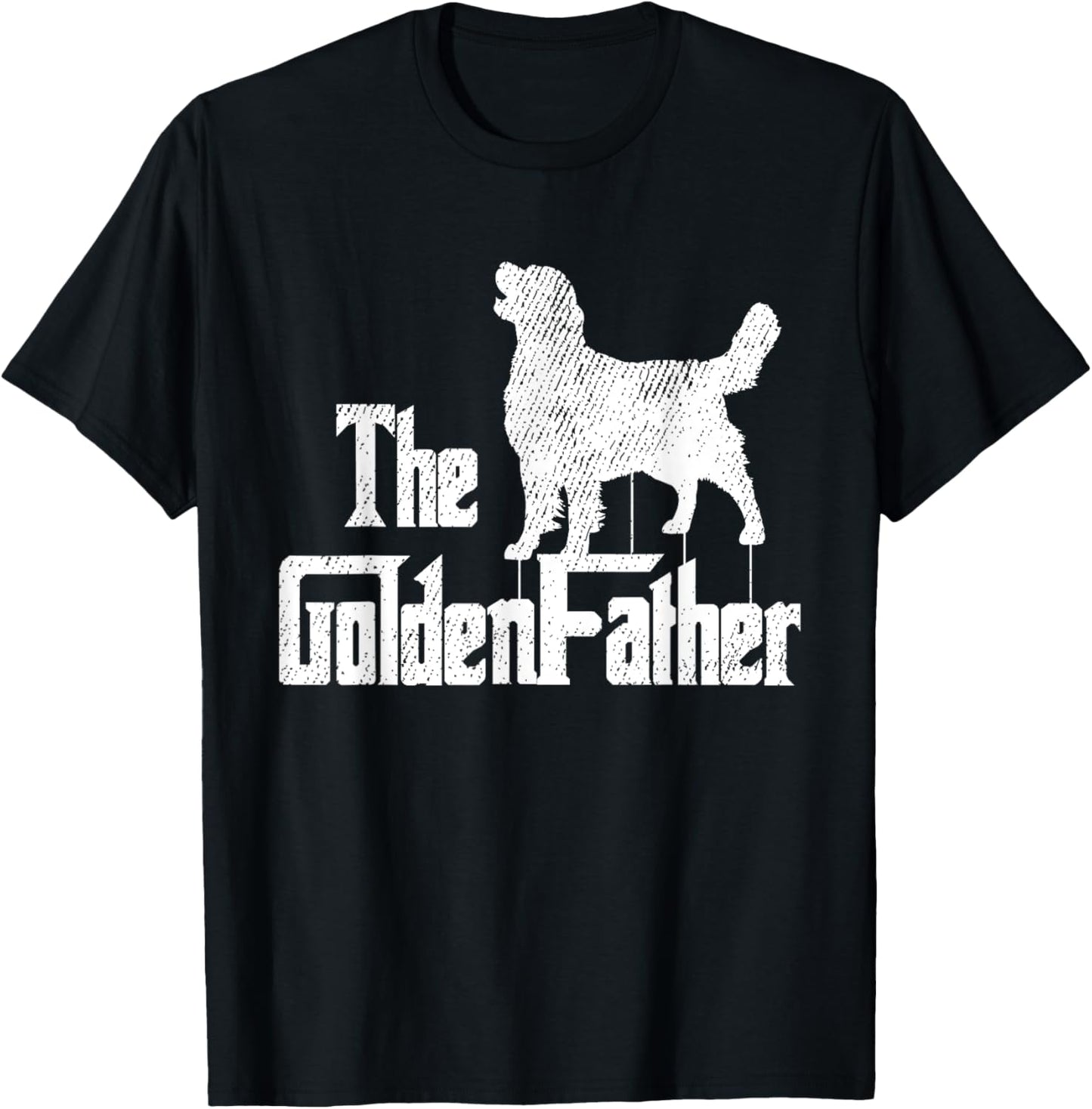 Golden Retriever Dog Fathers Day Funny Doggie Puppy Daddy T-Shirt - T-Shirt | Black
