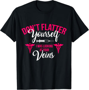 RN LVN CNA Dont Flatter Yourself Funny Nursing Graduate Gift T-Shirt - T-Shirt | Black