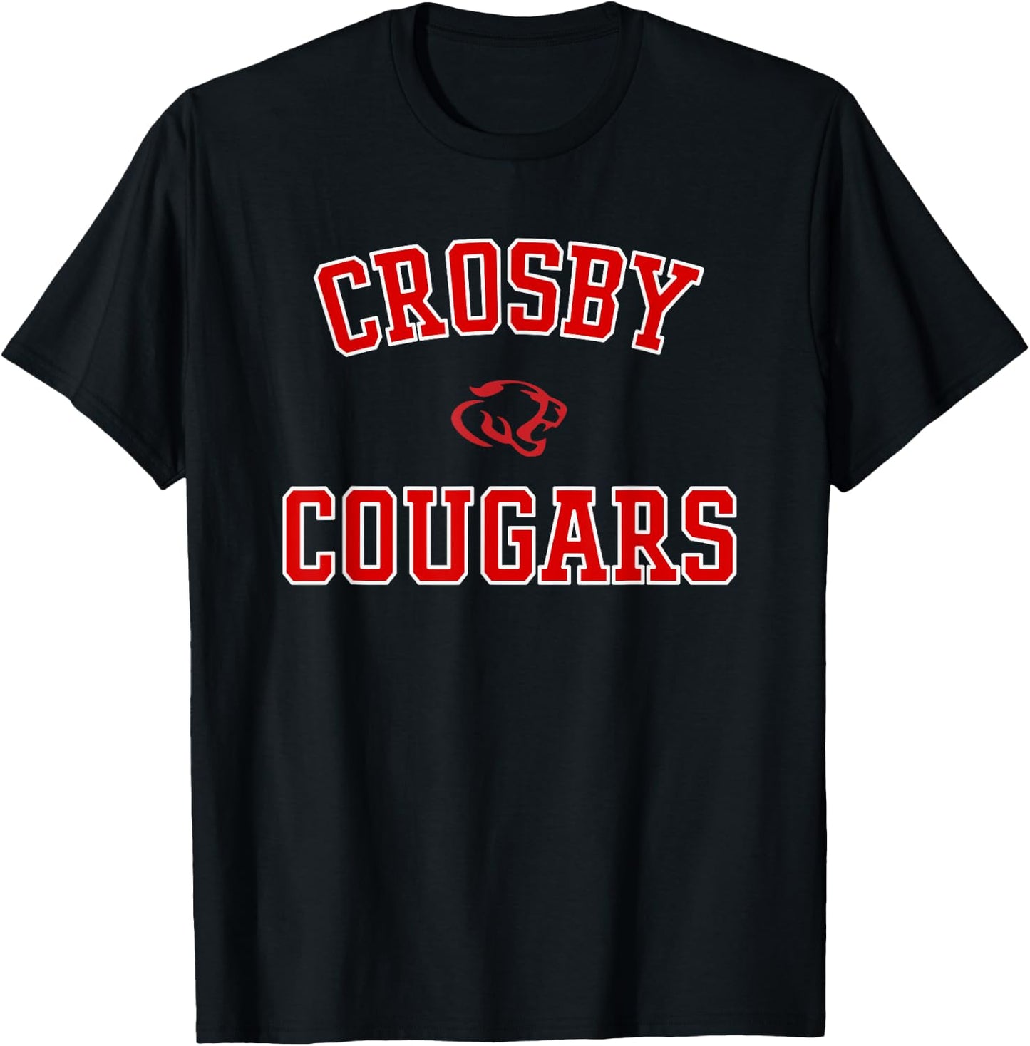 Crosby Cougars Logo Varsity HS T-Shirt - T-Shirt | Black