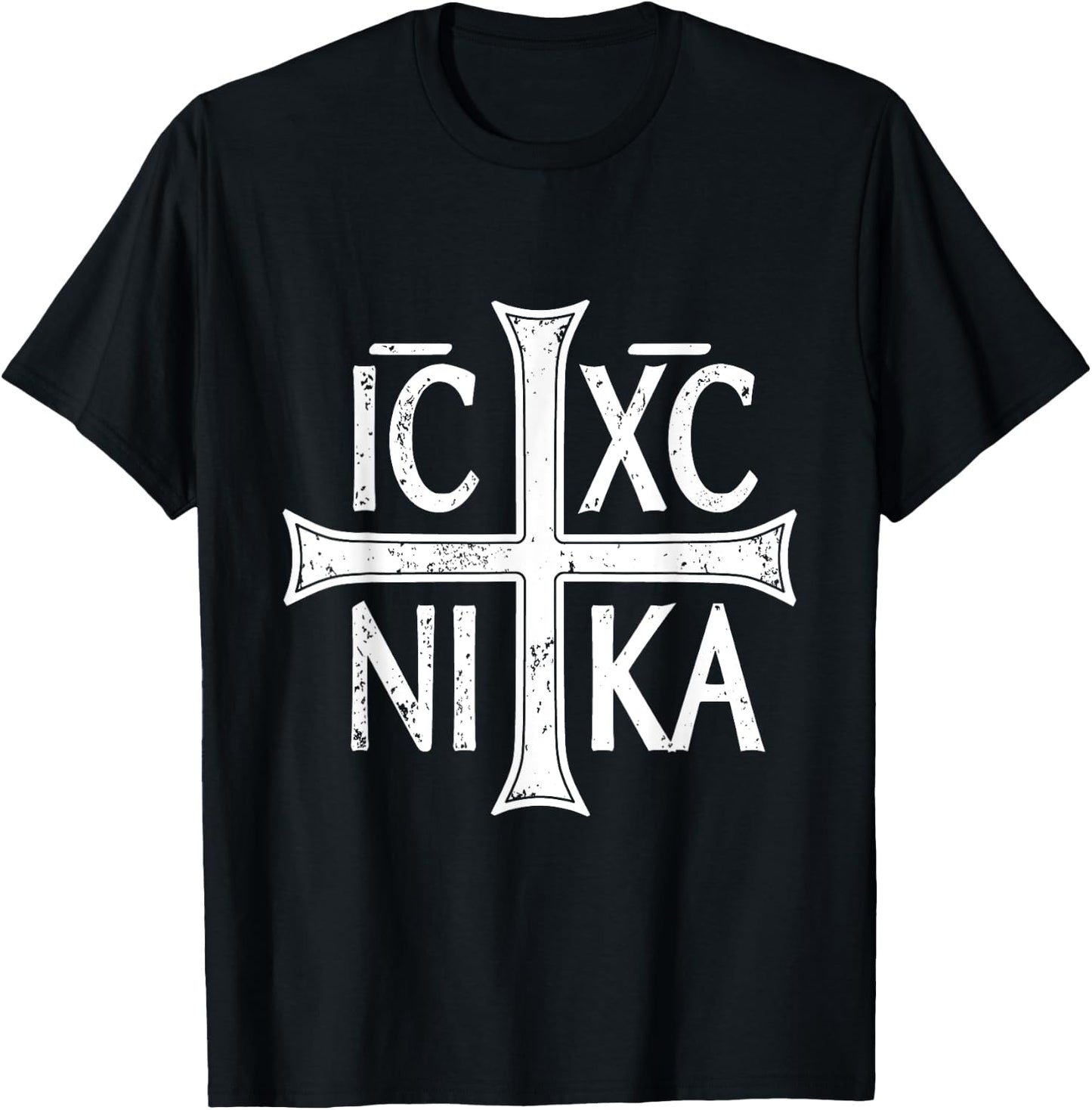ICXC NIKA Cross Christogram Orthodox Eastern Christian T-Shirt - T-Shirt | Black