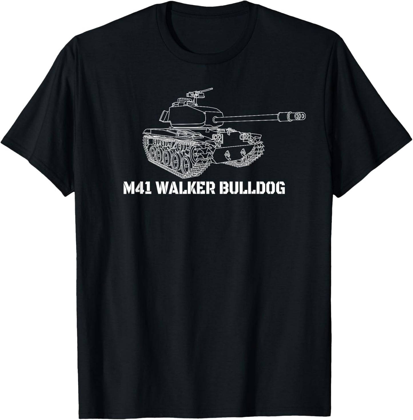 M41 Walker Bulldog American Light Tank Blueprint T-Shirt - T-Shirt | Black