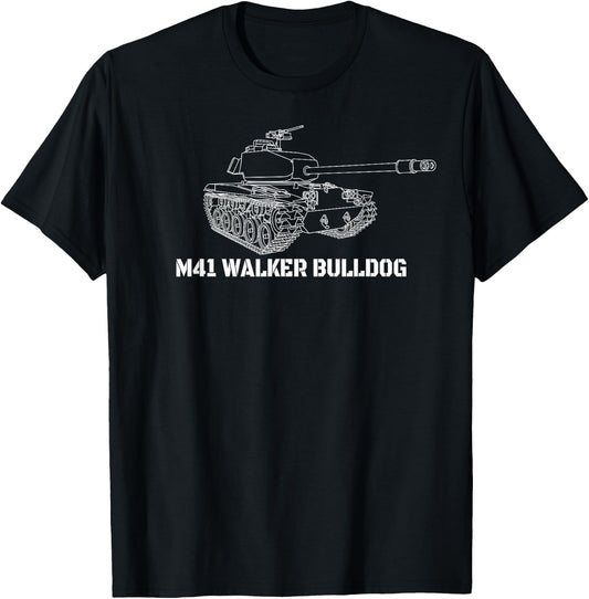 M41 Walker Bulldog American Light Tank Blueprint T-Shirt - T-Shirt | Black
