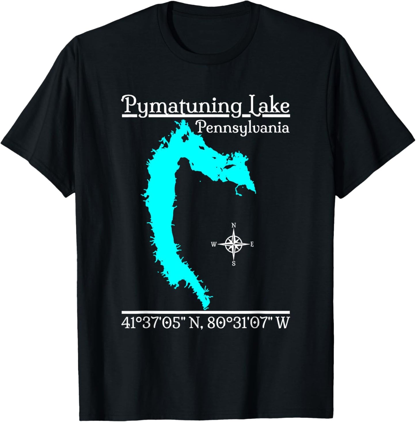 GeoGearCo Pymatuning Lake - Pennsylvania Kids' Black Cotton T-Shirt - T-Shirt | Black