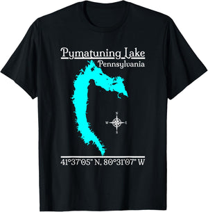 GeoGearCo Pymatuning Lake - Pennsylvania Kids' Black Cotton T-Shirt - T-Shirt | Black