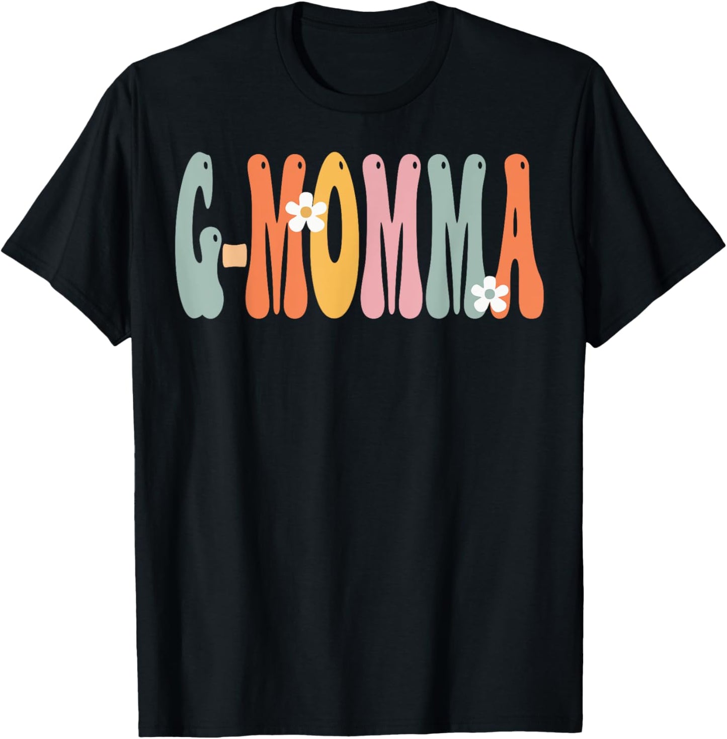 G-MOMMA Retro Groovy Mom Cute Mother's Day Funny Grandma T-Shirt - T-Shirt | Black