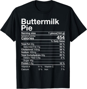 Buttermilk Pie Nutrition Facts Costume Thanksgiving Gift T-Shirt - T-Shirt | Black