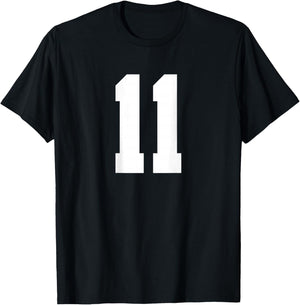 Number 11 (on Back) Sports Team Jersey Number T-Shirt - T-Shirt | Black