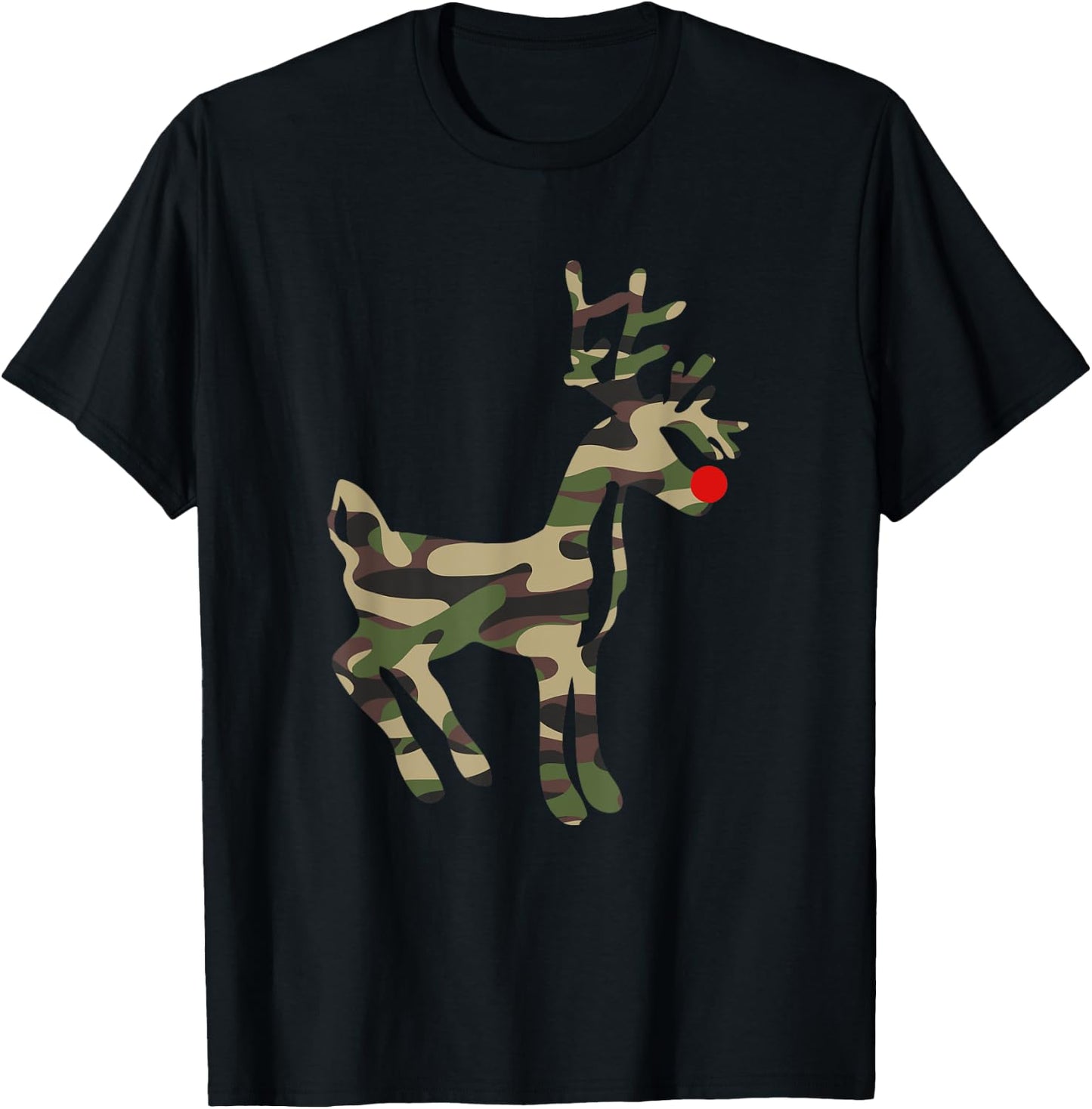 Reindeer Red Nose Camo Camouflage - Xmas Holiday Hunting T-Shirt - T-Shirt | Black