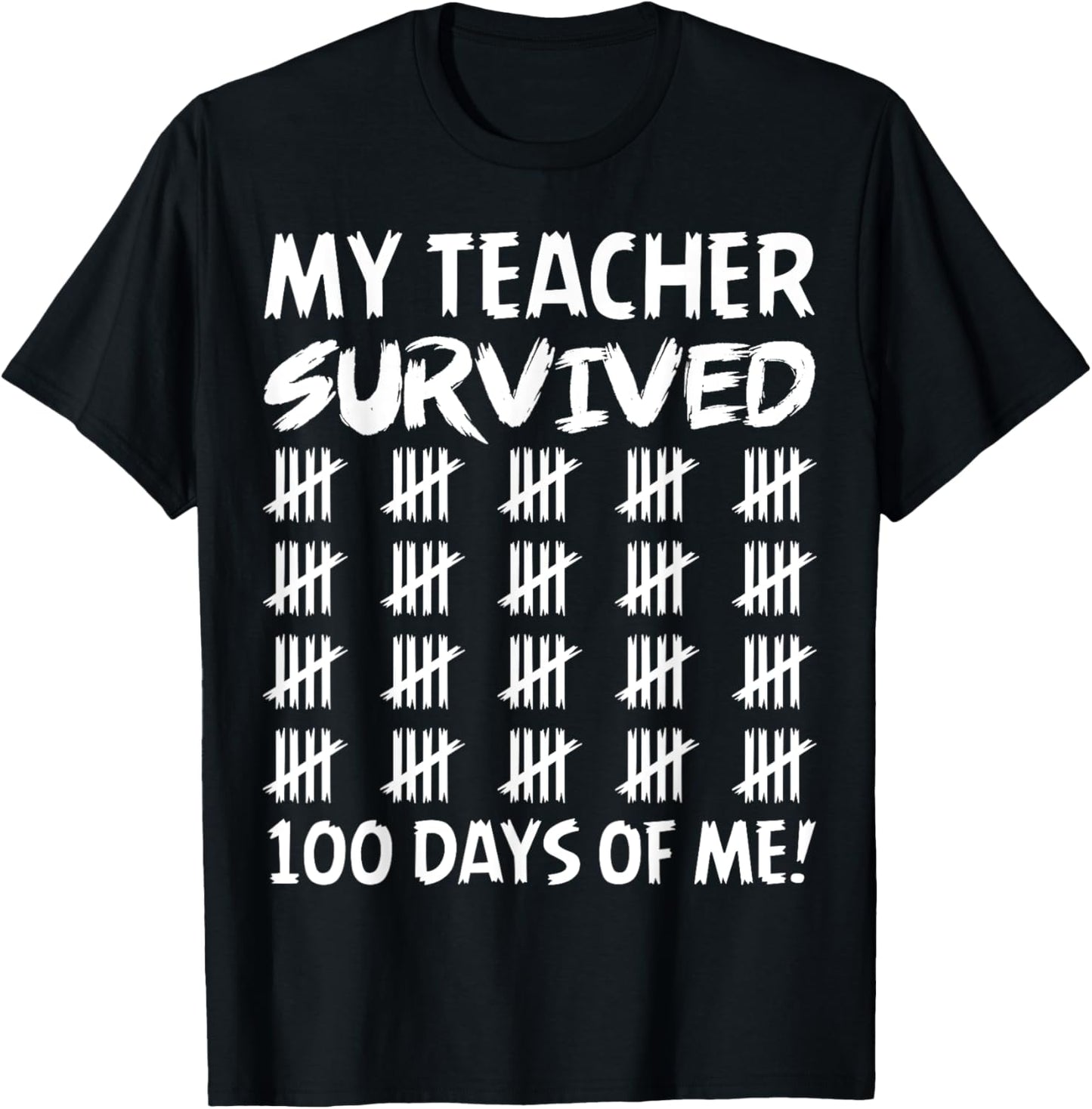Funny School Boys Girls Kids Shirt Survived 100 Days Of Me T-Shirt - T-Shirt | Black