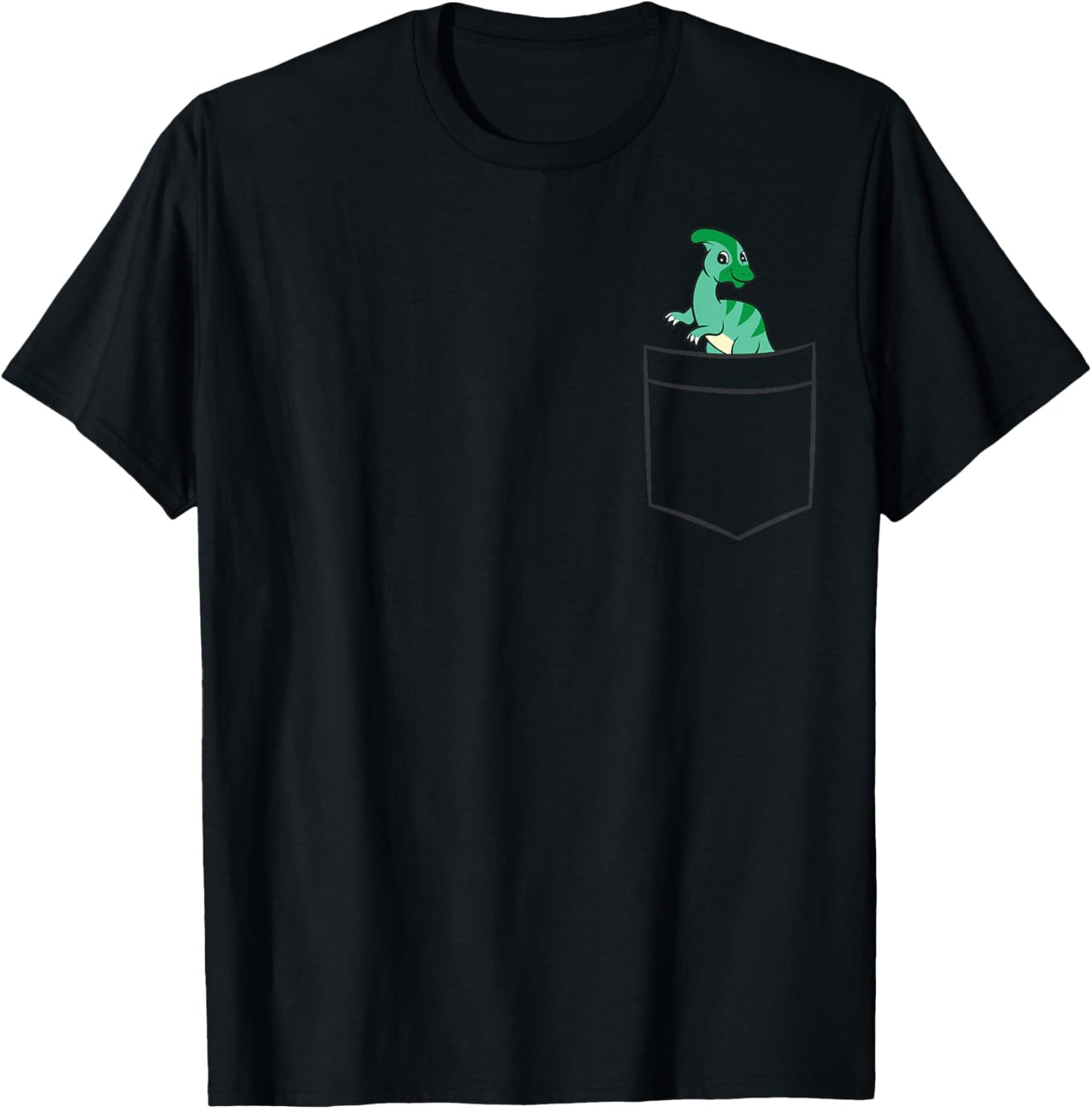Parasaurolophus Dinosaur In A Pocket T-Shirt - T-Shirt | Black