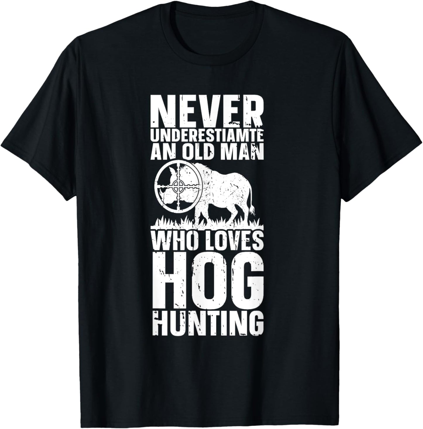 Hog Hunting Boar Wild Hog Pig Hunter Vintage Pig Feral Hogs T-Shirt - T-Shirt | Black