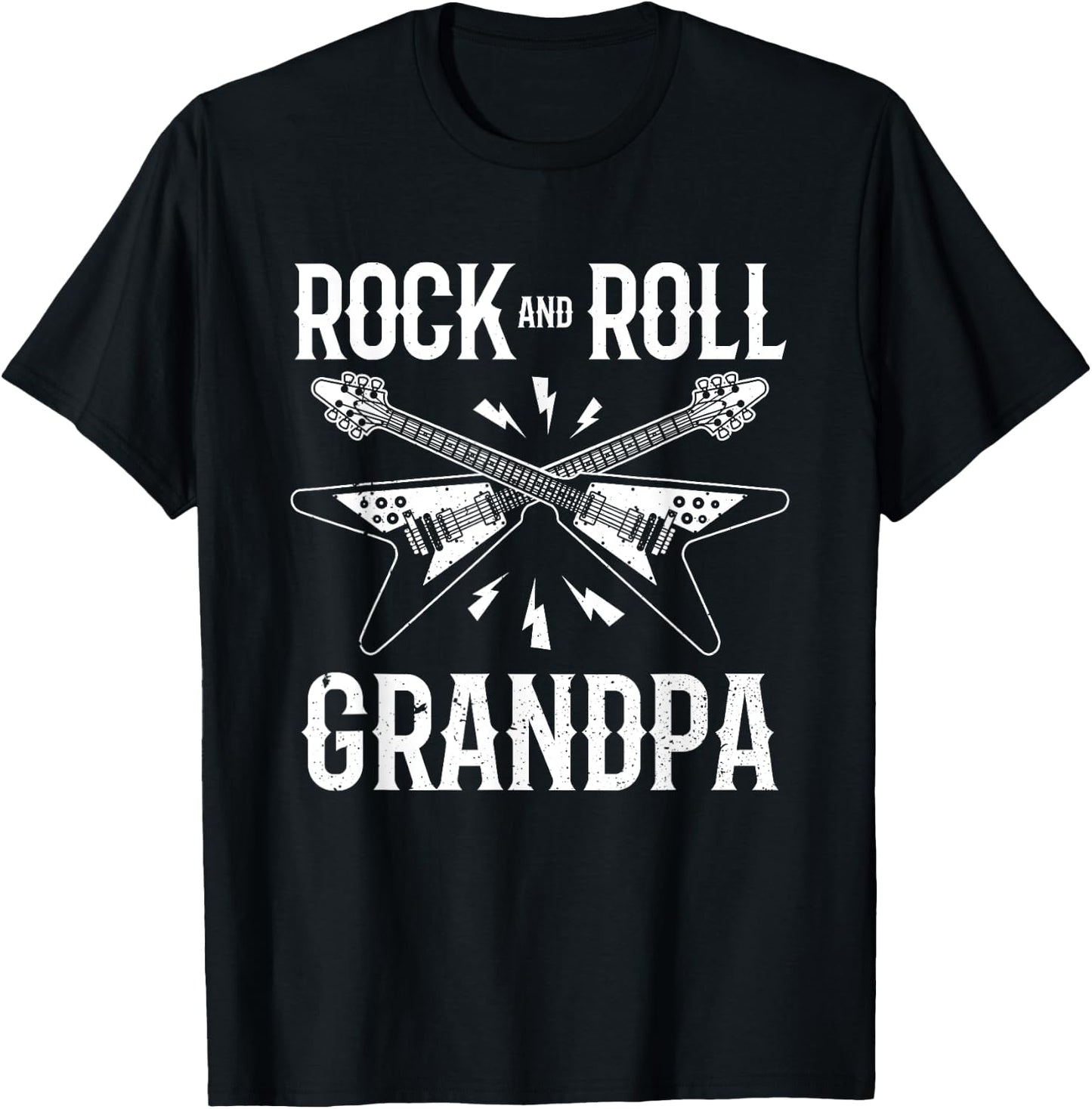 Rock And Roll Grandpa Vintage Band Punk Rock Design Rockstar T-Shirt - T-Shirt | Black