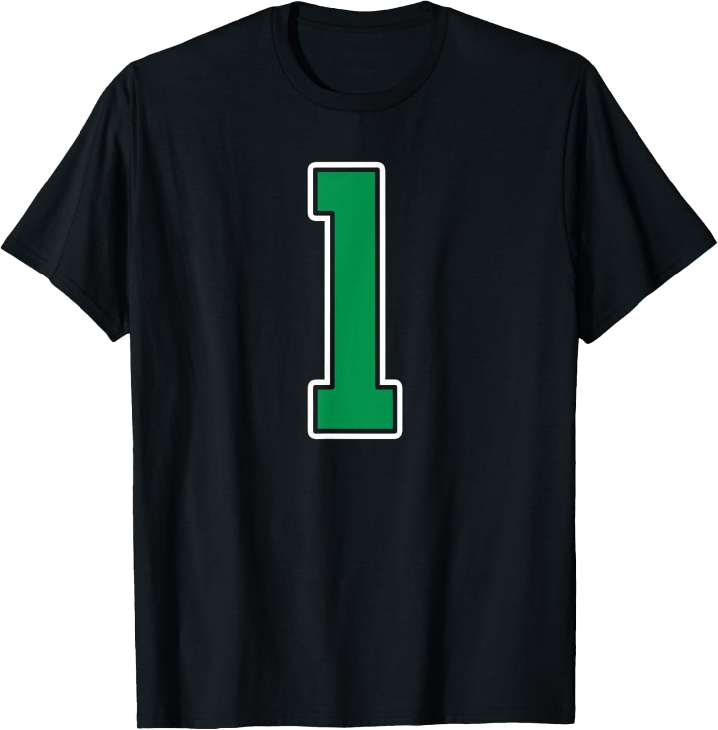 Kelly Green White Number 1 Jersey Player Uniform #1 T-Shirt - T-Shirt | Black