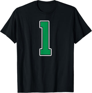 Kelly Green White Number 1 Jersey Player Uniform #1 T-Shirt - T-Shirt | Black