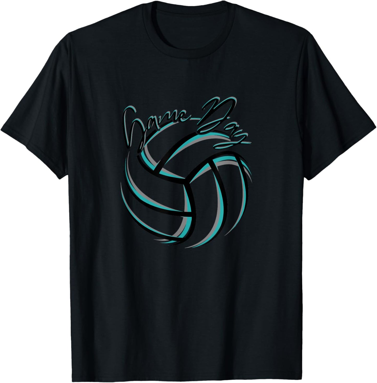Parents Volleyball Team Game Day Teal & Black Splatter T-Shirt - T-Shirt | Black