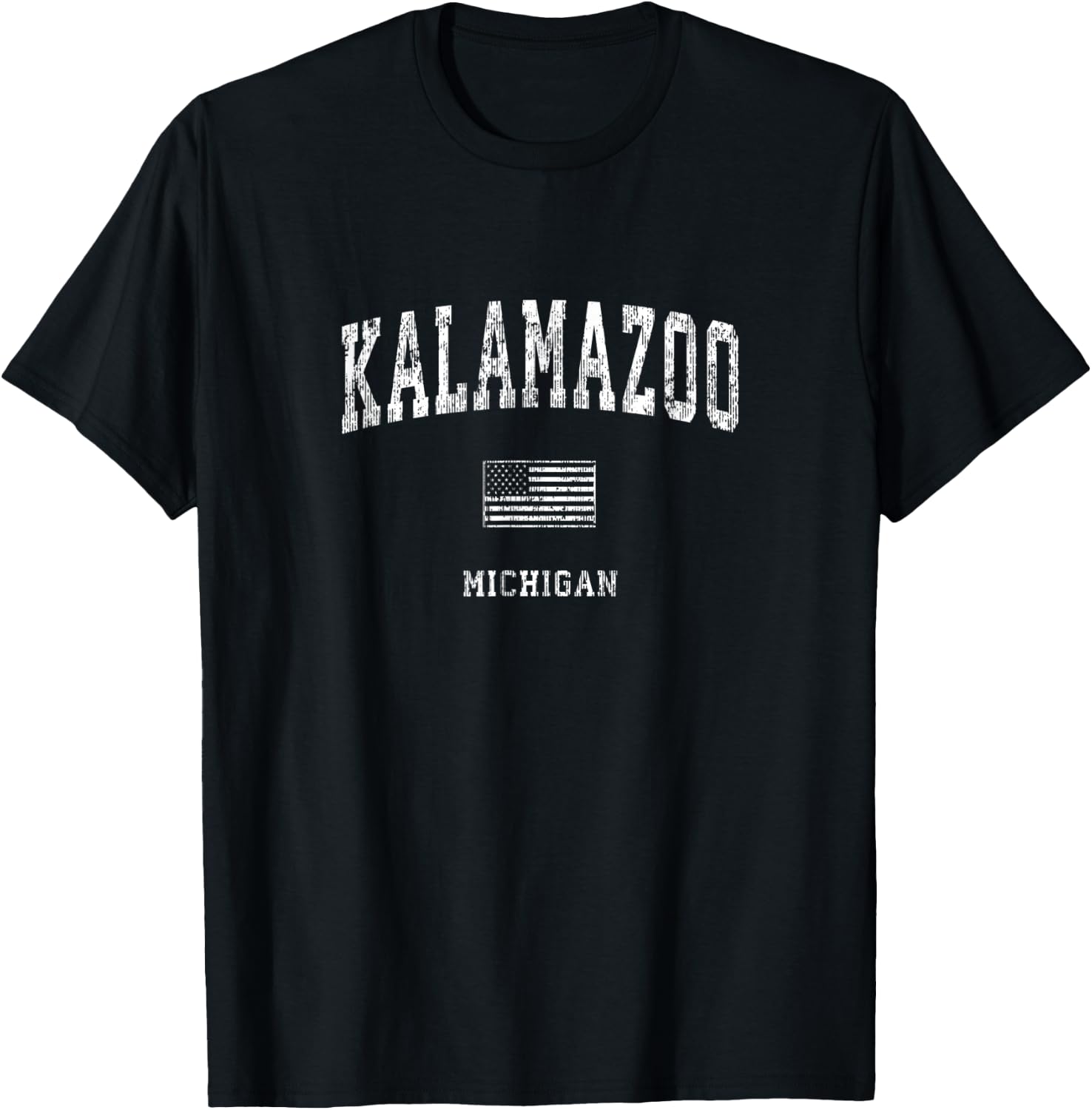 Kalamazoo Michigan MI Vintage American Flag Women Kids Men T-Shirt - T-Shirt | Black
