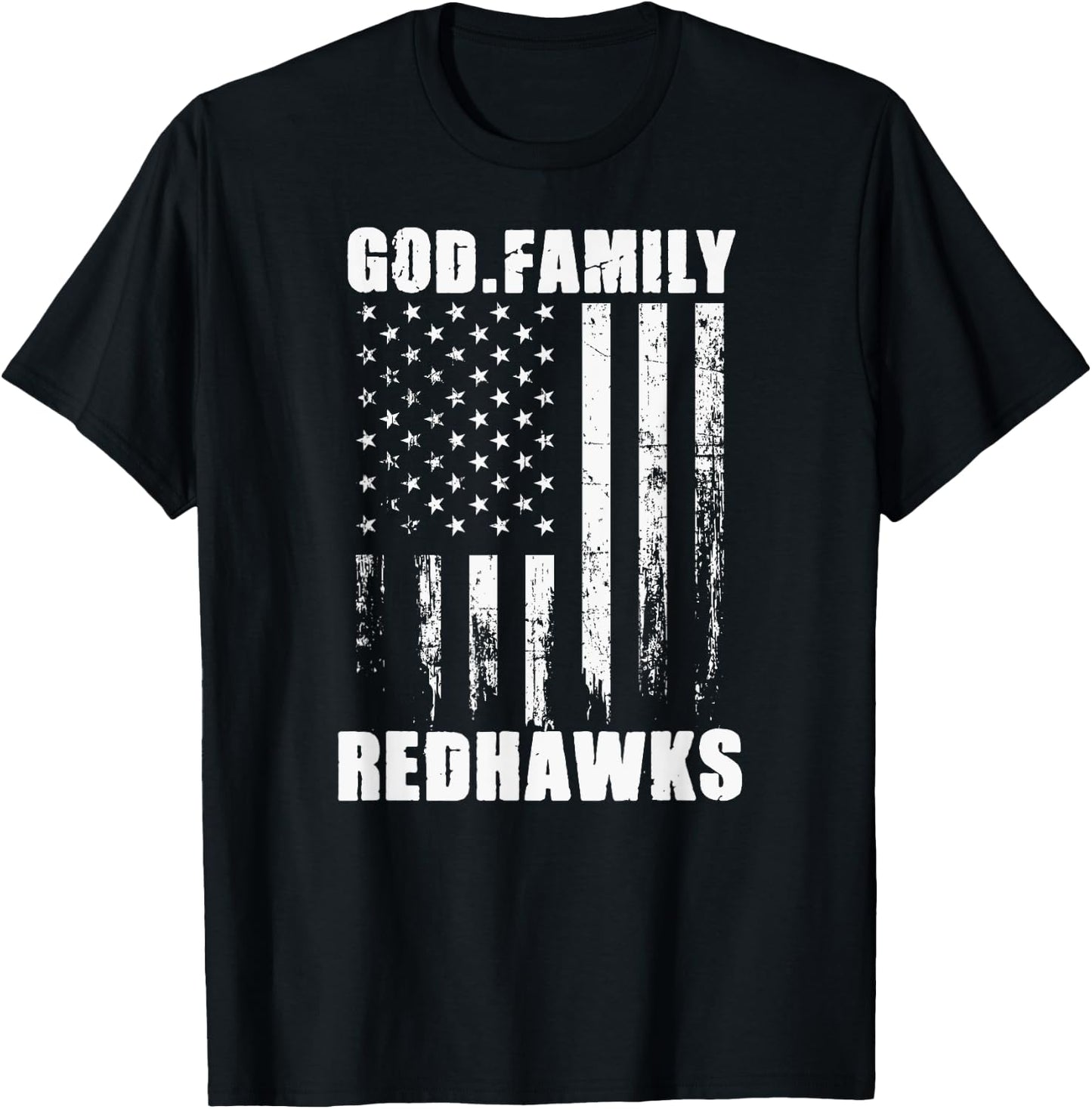 Central Square Redhawks God. Family. Vintage USA Flag T-Shirt - T-Shirt | Black
