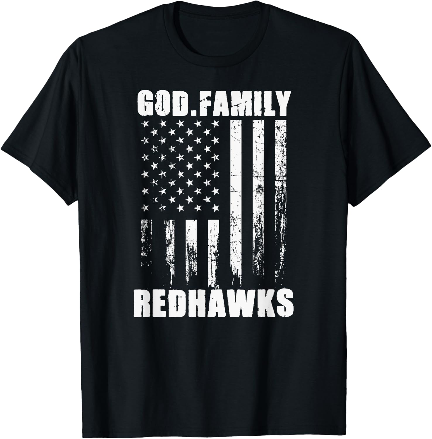 Central Square Redhawks God. Family. Vintage USA Flag T-Shirt - T-Shirt | Black