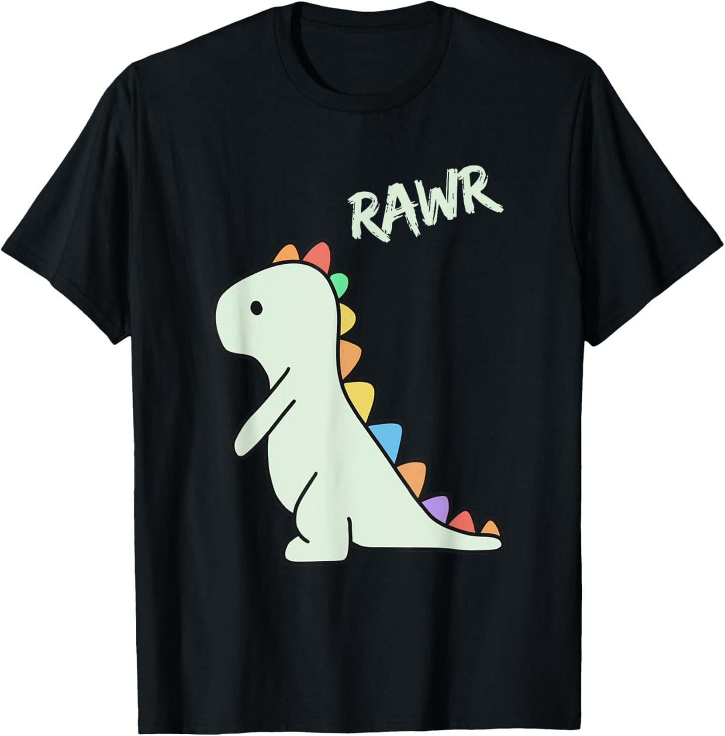 Cute Dino Rawr Dinosaur Roaring Funny Kid Dino Cartoon T-Shirt - T-Shirt | Black