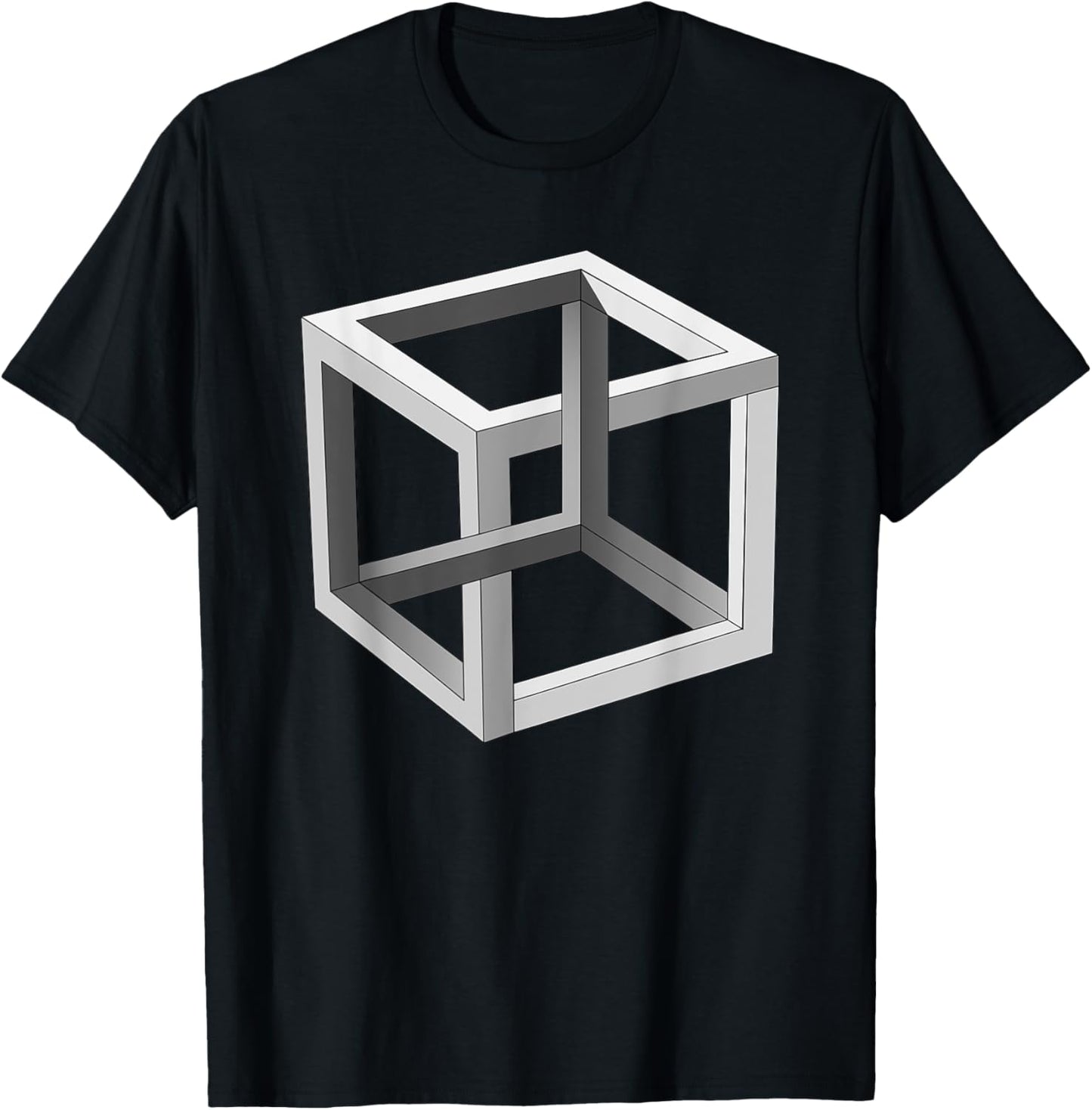 Cube Optical Illusion Necker Cube Architect Optical Illusion T-Shirt - T-Shirt | Black