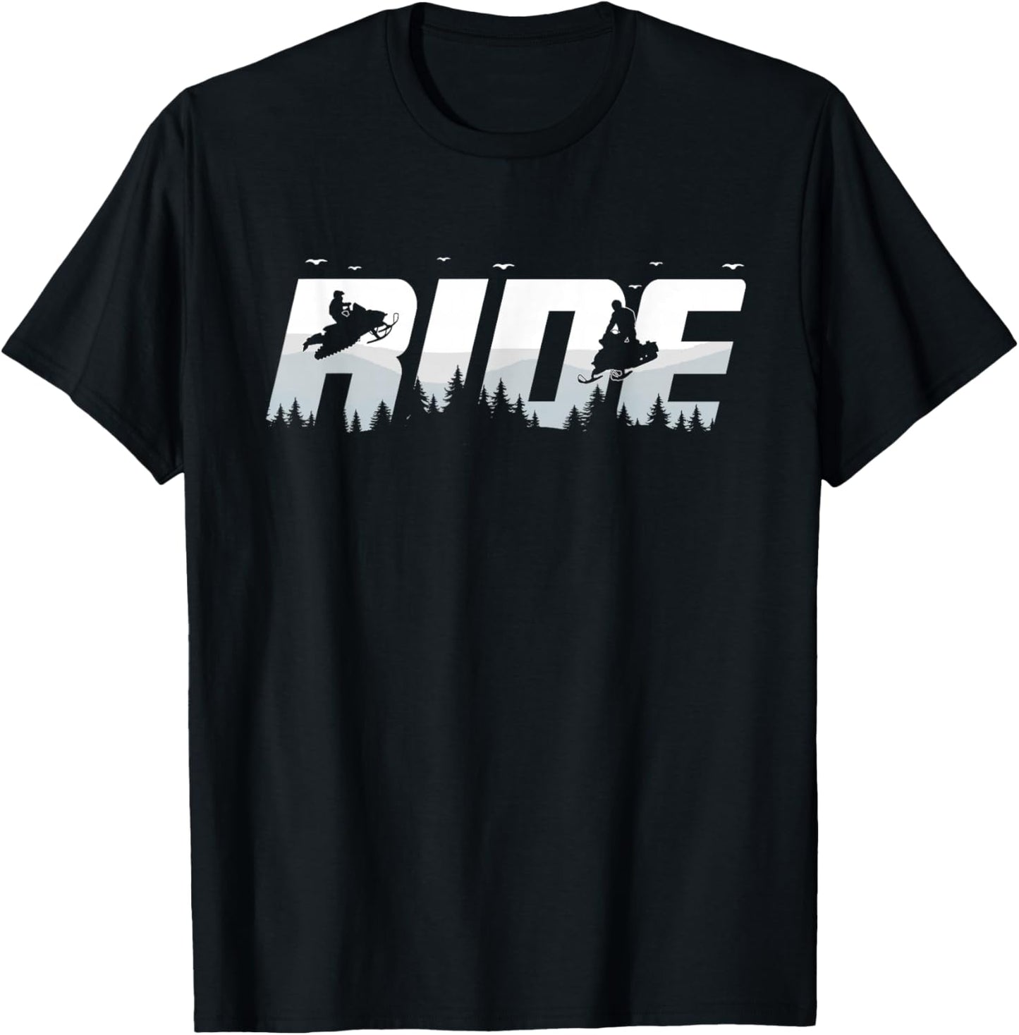 Snowmobile Ride Motor Sled Racing Winter Mountain Sports Fan T-Shirt - T-Shirt | Black