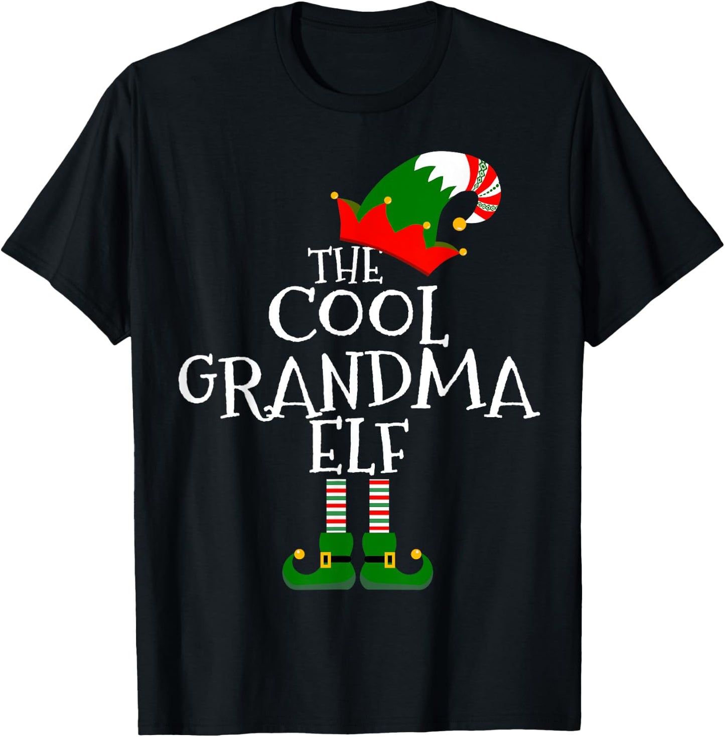 The Cool Grandma Elf Gift Matching Family Group Christmas T-Shirt - T-Shirt | Black