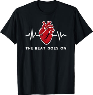 The Beat goes on Heartbeat Rehab After Surgery Heart OP T-Shirt - T-Shirt | Black
